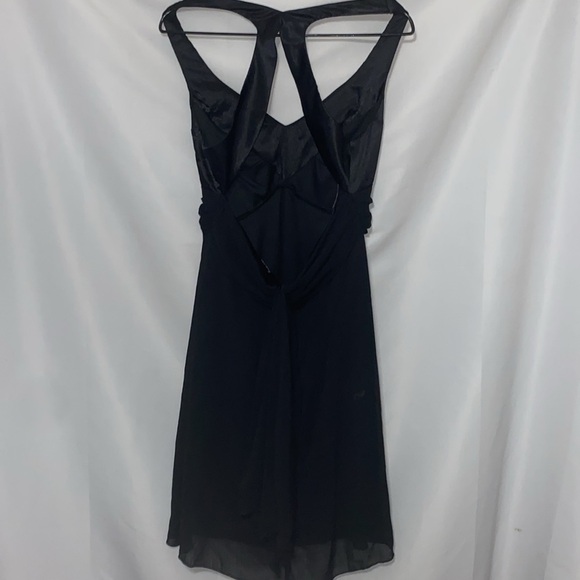 FREDRICKS OF HOLLYWOOD WO SIZE 12 BLACK FLOWY HALTER STULE DRESS SEMI BACKLESS - Picture 13 of 14